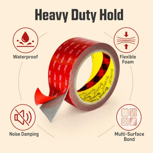 Double Sided Tape Heavy Duty, 3-Roll Set, 1/4 in, 1/2 in , 1 in Widths - size: 1/4", 1/2", 1"