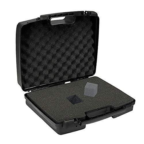 Small Hard Case with Foam, 10" Lightweight Pluck Foam Padded Protection Carrying/Storage Case - Customizable Interior for GoPro, Camera, iPhone, Tablet, Black - Outer Size:10.5” x 8.5” x 3” - style: Inner 10" X 6.2" X 2.8"