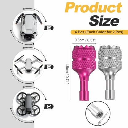 MECCANIXITY 2 Set Aluminum Controller Stick, Replacement Joystick Remote Controller Joystick Stick for Mini4 Pro Air3S Drone Remote Accessories, Fuchsia/Silver - color: Fuchsia/Silver