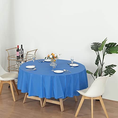 Evershine (12-Pack Heavy Duty Plastic Table Covers Tablecloth (Reusable) (Round 84", Royal Blue) - color: Royal Blue, size: 12 PACK Round 84"