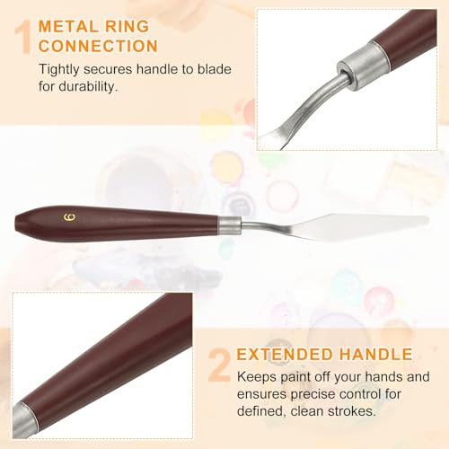 HARFINGTON 5pcs Palette Knife Painting Tool 2.56"x0.63" Red/Silver