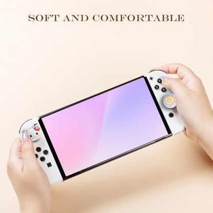 PERFECTSIGHT Cute Switch Thumb Grip Caps Compatible with Nintendo Switch OLED/Lite Console, Kawaii Soft Silicone Analog Stick Button Cover for Ns Joycon Controller,4PCS Anime Joystick Caps (Kitty) - color: White Kitty