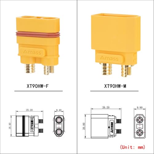 ELFCULB 5 Pairs Amass XT90HW Waterproof Connectors for RC Models - size: XT90HW