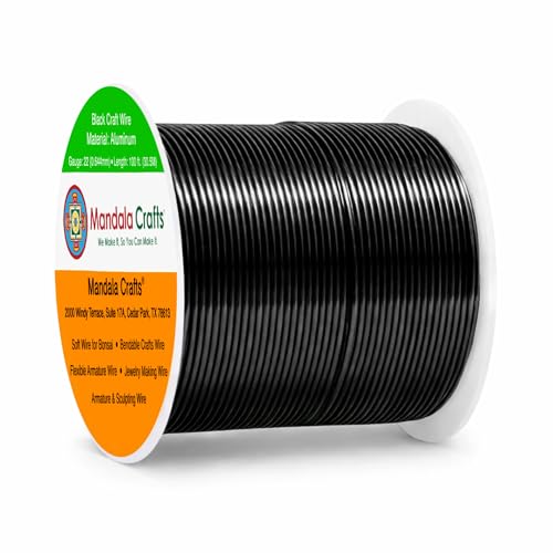 Mandala Crafts 22 Gauge Black Anodized Aluminum Craft Wire, 100 FT - color: Black, size: 22 Gauge