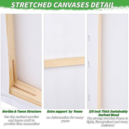 Oleitodh 10 Pack Stretched Canvas 18x24 Inch 100% Cotton Painting Canvas - size: 18" x 24"-10 Pack
