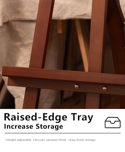 DJAR Wooden Painting Art Easel Stand for Adults, Tool-Less Assembly, Walnut - color: Walnut