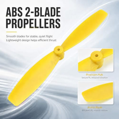 8 Pair Mini Propellers, 55mm 2-Vane, CW & CCW, Black & Yellow - color: 8 Pair (Black & Yellow)