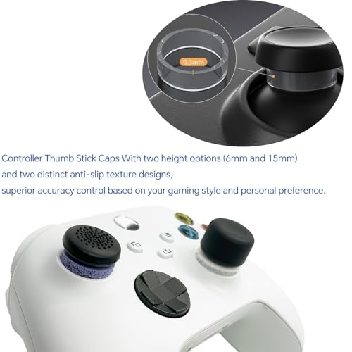 16PCS Silicone Thumb Grips & FPS Aim Rings for PS5, PS4, Switch Pro Controllers - 8 Joystick Caps, 6 Multi-Level Resistance Rings, 2 Protector Rings for Enhanced Grip and Precision Control