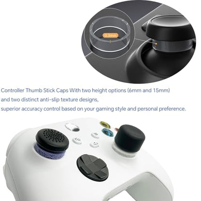 16PCS Silicone Thumb Grips & FPS Aim Rings for PS5, PS4, Switch Pro Controllers - 8 Joystick Caps, 6 Multi-Level Resistance Rings, 2 Protector Rings for Enhanced Grip and Precision Control