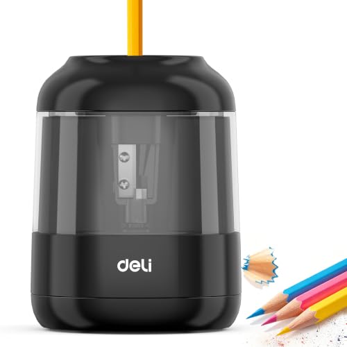 deli Electric Pencil Sharpener, Battery Operated, 6.5–8mm for Classroom - color: Black