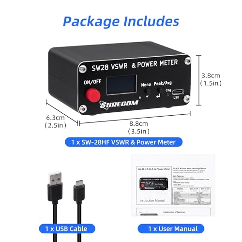Mcbazel Surecom SW-28HF 1.5MHz-60MHz 120W Mini V.S.W.R. & Power Meter
