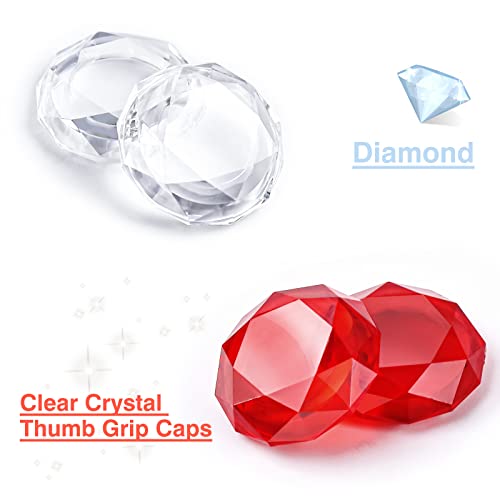 DLseego Diamond 3D Thumb Grips Caps Design for Switch & Switch Lite & Switch OLED Joy Con Crystal Clear Console Joystick Cover 4PCS - Clear and Red - color: Clear and Red, size: Switch/OLED/Lite