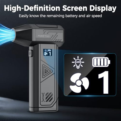 Foretoo Compressed Air Duster,130000RPM Super Power LED Display Electric Air Duster with Extended Runtime,Rechargeable Air Blower for Home,Camera,Car,Computer,Keyboard