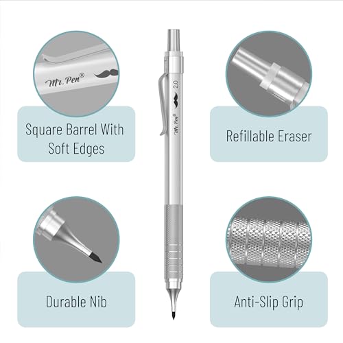 Mr. Pen- Professional Metal Mechanical Pencil Set with Lead Refills & Erase