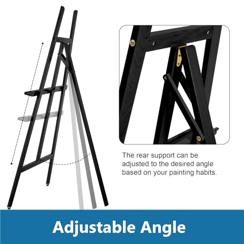A-Frame Wooden Display Easel, Lyre Beechwood Studio Easel Stand, Black - color: Black