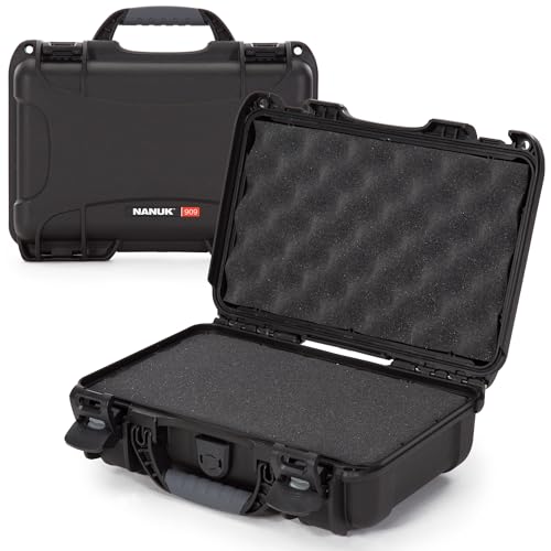 NANUK 909 Travel Hard Case with Customizable Cubed Foam – Waterproof Camera Case, 12.6” x 9” x 4.4”, Lightweight, Lockable, Dustproof, Impact-Resistant & Durable Protective Case – Black - color: Black