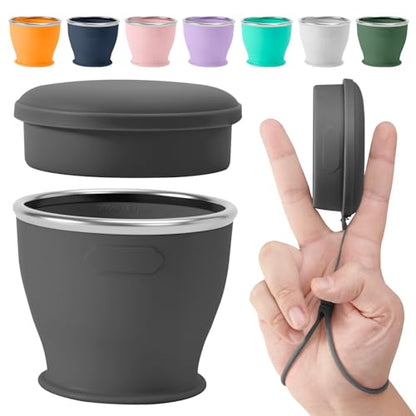 Collapsible Travel Cup, Foldable Water Cup with Lid, for Travel - color: Black