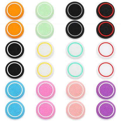 24 Pcs Controller Thumb Grips Set, 12 Pairs Thumb Stick Grip Cover, Silicone Joystick Caps, Joystick Button Caps Controller Assist for PS4/PS5(Multicolor) - color: Multicolor