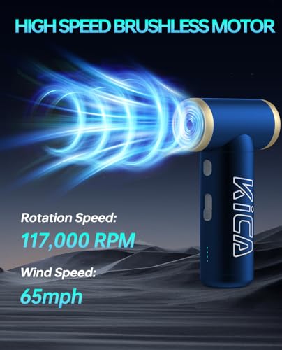 KiCA Jet Fan 2S Electric Air Duster - 117000RPM Rechargeable Duster(Blue)