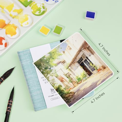 Lightwish Square Watercolor Journal,100% Cotton 24 Sheets Hot Press - color: Light Green