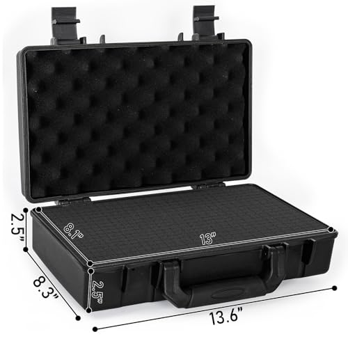 TORIBIO Hard Carrying Case with Foam,Shockproof Storage Box 13.6"x8.3"x2.5" - size: 13.6" x 8.3" x 2.5"