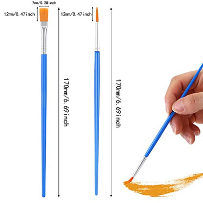 DECYOOL Paint Brushes 100 Pcs Small Round Flat Bulk for Detail Painting - style: Mix(50Flat +50Round)