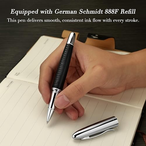 BEILUNER 318 Luxury Pen, Elegant Look,Hand-Stitched Premium Leather-Black - color: Black