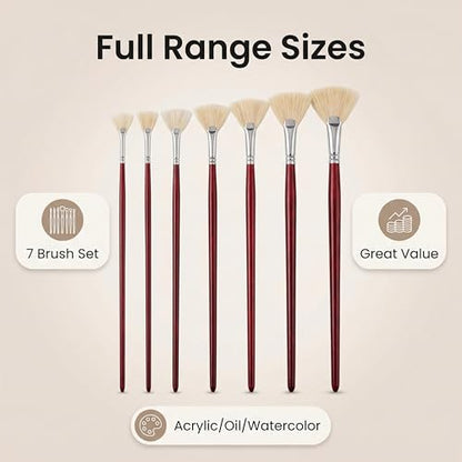Fan Brush for Painting, 7-Piece Fan Brushes for Artists