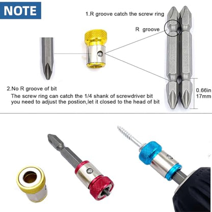 6 Pieces Magnetic Screw Ring,Magnetizer Screw Removable For 1/4 Inch(6.35mm) Hex Screwdriver and Power Bits (Mix Ring) - style: 6PCS