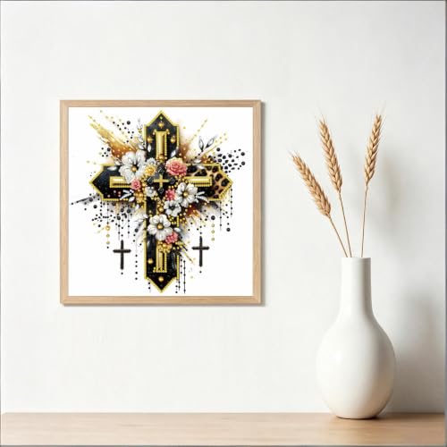 Cross Special Shape Diamond Painting for Adults Beginner,Dot Art 12 x 16 In - color: DE031