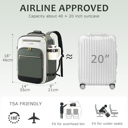 EMPSIGN 40L Travel Backpack for Women & Men - color: Beige/Army Green/Black