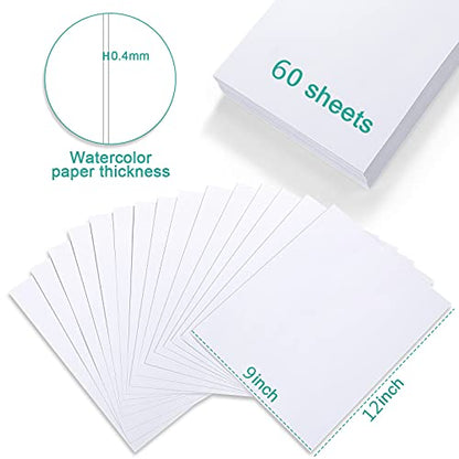 TecUnite 9 x 12 Inch 60 Sheets Watercolor Paper Pad Bulk - size: 9 x 12 inch