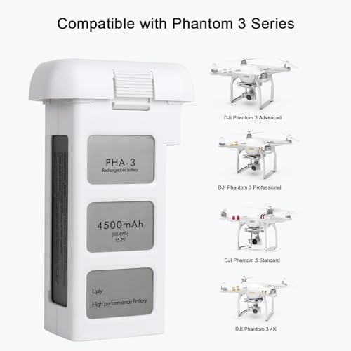 KUWATA Intelligent Flight Battery for DJI Phantom 3 Professional/Advanced/Standard/4K/SE, 4500mAh, 2-Pack, Drone Extended Battery