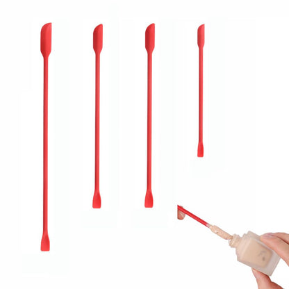 4x Mini Silicone Long Spatulas Makeup Scooper for Cosmetics Cream - color: 4pcs Red