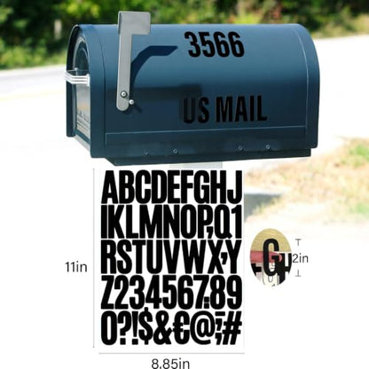 Letter Stickers,Mailbox Numbers,2 Inch Waterproof Vinyl Alphabet - color: Black 20 Sheets, size: 2 Inch