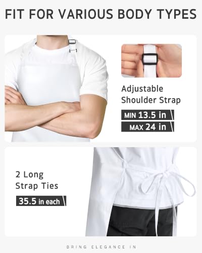 Syntus Chef Apron for Men Women with Pockets, Thick Grilling BBQ Apron - color: White