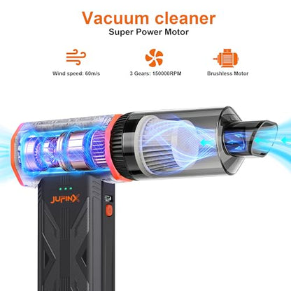 Compressed air Duster & Small Vacuum,150000RPM 3in1 Computer Vacuum Cleaner - color: Charcoal Gray