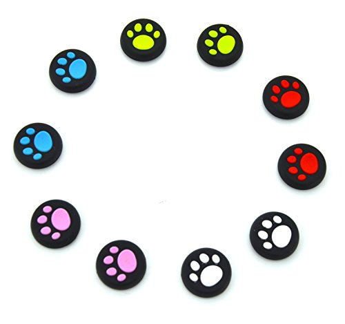 yueton 5 Pairs Replacement Cat Pad Style Silicone Analog Controller Joystick Thumb Stick Grip Cap Cover for Sony Playstation 4 Controller