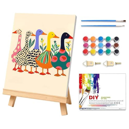 Duck Paint by Numbers Kit for Adults Beginner & Kids with Frame 8x12inch - color: Ducks(Framed), size: 8x12inch