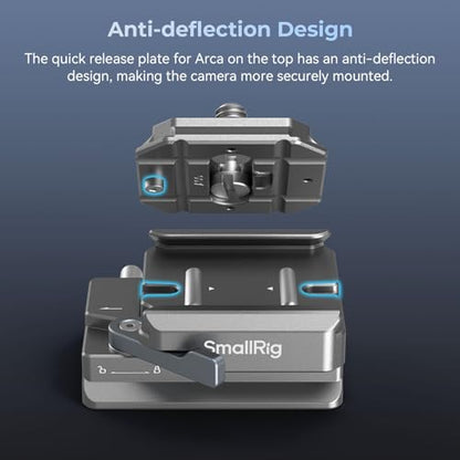 SMALLRIG Quick Release Plate for Arca, for DJI RS 4/RS 4 Pro/RS3/RS 3 Pro/RS 3 mini/RS 2/RSC 2, HawkLock H38 Quick Release Mount Plate Kit, Anti-Drop & Anti-Deflection (Not for RS 4 Mini)