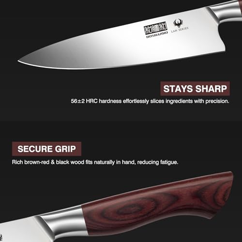 HOSHANHO 3PCS Kitchen Knife Set, Ultra Sharp Chef/Santoku/Paring Knives - size: 3 Pieces Knife Set