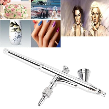 0.2mm 2cc Gravity Feed Dual Action Airbrush Kit, Silver, with Dropper and Wrench for Nail Art Body Paint