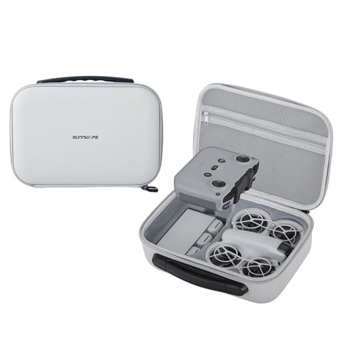 Carrying Case for DJI Neo Fly More Combo Accessories, Portable PU Leather Storage Travel Case for DJI Neo, Compatible with RC-N3 Remote Controller, Three-Battery, Charging Hub (Light Grey) - color: Light Grey