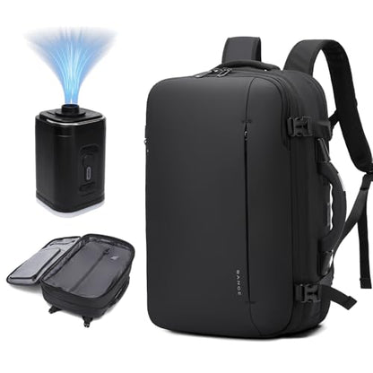 BANGE Air Compression System Backpack with electronic scaleVacuum Compression Travel Backpack,Expandable Backpacks with Pump for Airplanes (With Air Pump) - style: With Air Pump