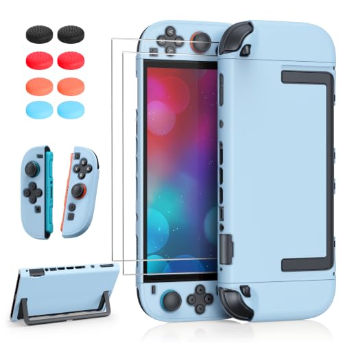 FYOUNG Switch 2 Protective Case&Screen Protector Set, Dockable Cute Cover - color: Light Blue, size: for switch 2 7.9inch