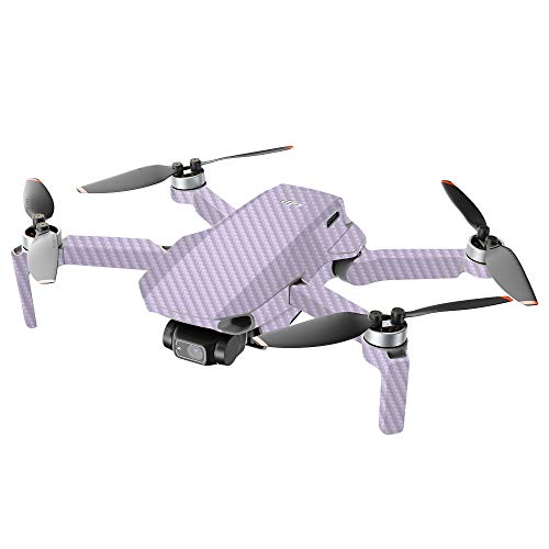 MIGHTY SKINS MightySkins Carbon Fiber Compatible with DJI Mini 2 Portable Drone - Solid Lilac | Protective, Durable Textured Carbon Fiber Finish | Easy to Apply and Change Styles | Made in The USA - color: Lilac