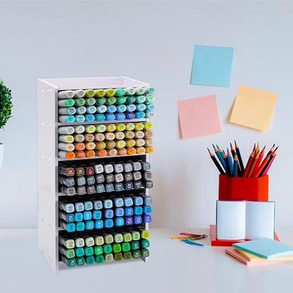 SANFURNEY 204 Slot Marker Organizer, Desktop Art Supply Storage Rack - size: Marker Rack-5 Slots