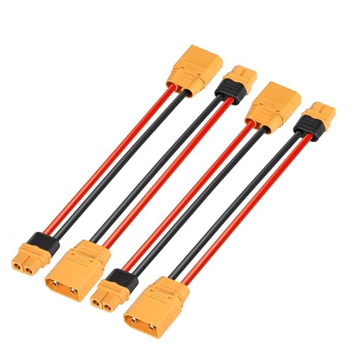 ELFCULB XT60 to XT90 Adapter 4 Pieces 12AWG XT60 Female to XT90 Male Connector Cable for RC Lipo Battery Drone(6Inches) - color: XT60F-XT90M