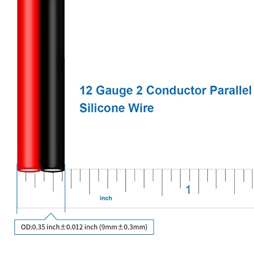 BNTECHGO 12 Gauge 2 Conductor Parallel Silicone Wire Red Black 25ft Cable - color: 12 Parallel silicone wire 25ft, size: 12 AWG 25ft