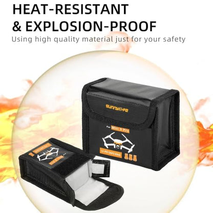 Flight Battery Safe Bag for DJI Mini 3 Pro /4 Pro Protective Case Transport Lithium battery Safe Explosion-proof bag Accessories for Mini 3/4 (for 2pcs batteries) - size: for 2pcs batteries